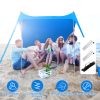 9.8x9.8FT Foldable Beach Canopy Tent Collapsible Shade Sail Sun Protection Windproof Shelter 4 Sandbag 2 Pole Portable Storage Bag Rectangle Blue