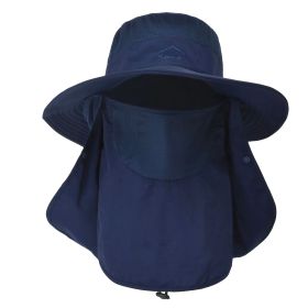 Fishing Bucket Hat Wide Brim Breathable Unisex Hat Sunlight-proof Removable Neck Face Fishing Cap For Fishing Hiking Traveling (Option: FishingBucketHatNBlue)
