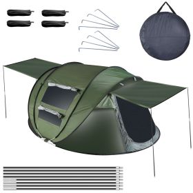 5-8 Person Pop Up Tent Automatic Setup Camping Tent Waterproof Instant Setup Tent with 4 Tent Poles 2 Mosquito Net Windows Carrying Bag for Hiking Cli (Option: TentProGreen58)
