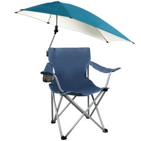 Foldable Beach Chair with Detachable Umbrella Armrest Adjustable Canopy Stool with Cup Holder Carry Bag for Camping Poolside Travel Picnic Lawn Chair (Option: BeachChairBlue)