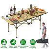 Folding Camping Table Portable Lightweight Carbon Steel Roll-up Picnic BBQ Desk with Carry Bag Heavy Duty for Outdoor Beach Backyard Party Patio Campi