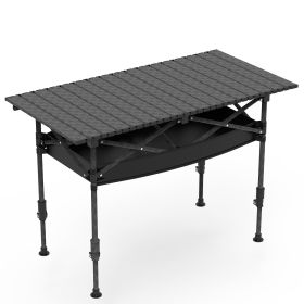 Portable Folding Camping Table With Adjustable Height Hanging Net Rustproof Carbon Steel Foldable Roll-Up Camping Table for Picnic Camping Hiking Beac (Option: CampingTable95CM)