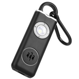 Rechargeable Personal Safety Alarm Portable 130dB Self-defense Siren with Strobe Light LED Light Carabiner Emergency Escape Tool for Women Kids Elderl (Option: SafetyAlarmBlack)