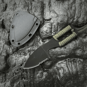 1pc All-steel outdoor knife, portable rope knife, multi-function portable knife, fruit knife, home car, wilderness survival (Color: Green)