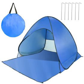 Pop Up Beach Tent Sun Shade Shelter Anti-UV Automatic Waterproof Tent Canopy for 2/3 Man w/ Net Window Storage Bag for Outdoor Beach Camping Fishing P (Option: PopUpBeachTentBlue)