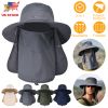 Fishing Bucket Hat Wide Brim Breathable Unisex Hat Sunlight-proof Removable Neck Face Fishing Cap For Fishing Hiking Traveling