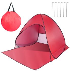 Pop Up Beach Tent Sun Shade Shelter Anti-UV Automatic Waterproof Tent Canopy for 2/3 Man w/ Net Window Storage Bag for Outdoor Beach Camping Fishing P (Option: PopUpBeachTentRed)